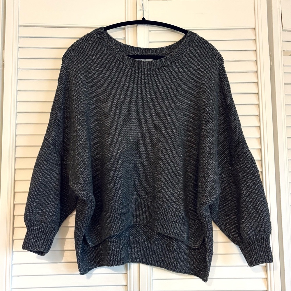 Adam Lippes Mako Cotton Gray Chunky Oversized Sweater Small